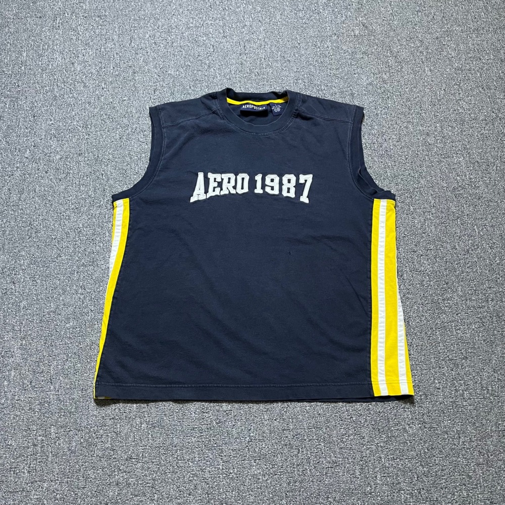 Vintage Aeropostale Muscle Tank Top Large Navy Blue Aero 1987 Sporty Y2K Mall